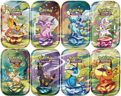 Pokémon TCG Prismatic Evolutions Mini Tin Display Case | 8 Tins / Factory Sealed